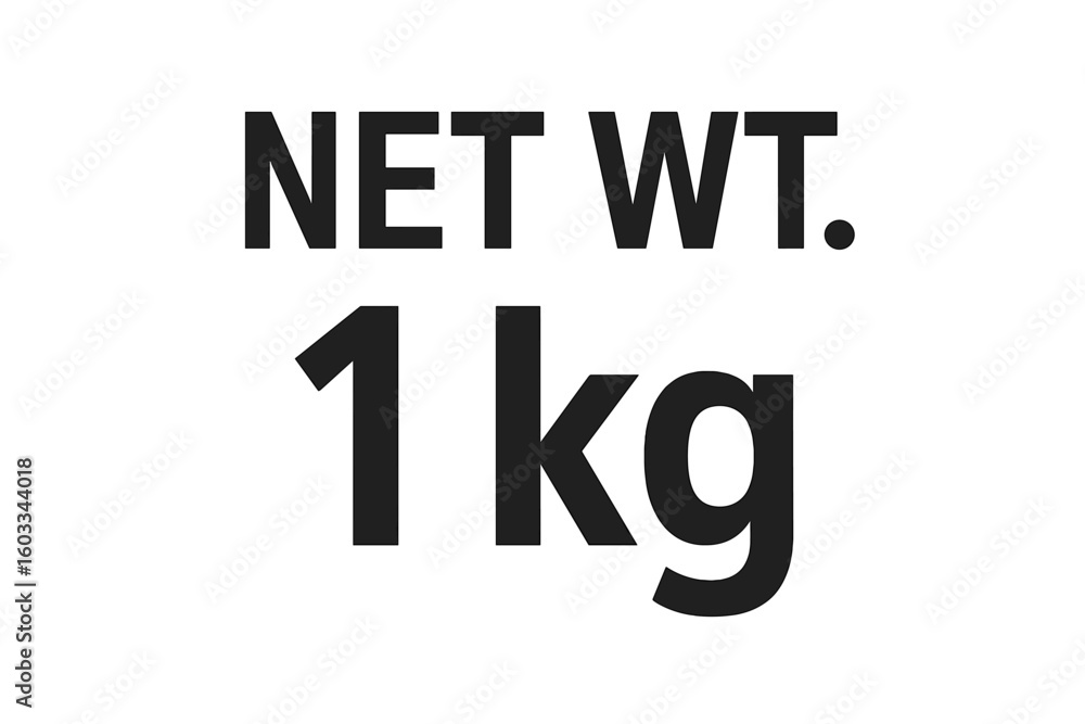 Fototapete net weight 1 kg symbol for product packaging. vector icon showing mass without container. food indus