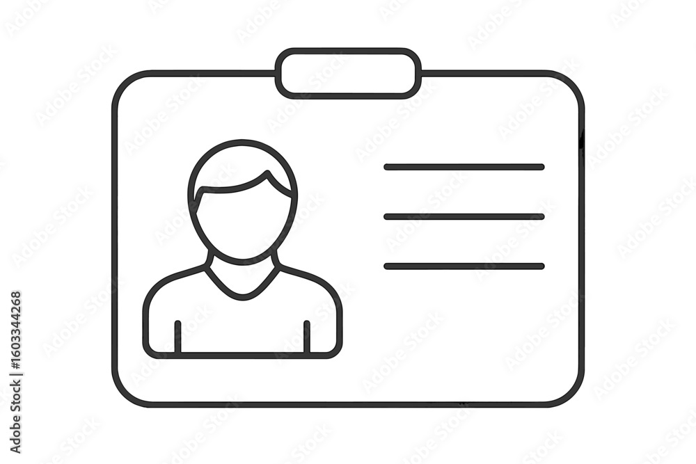 Poster id card line icon. identification card, driver's license or employee badge concept. personal documen