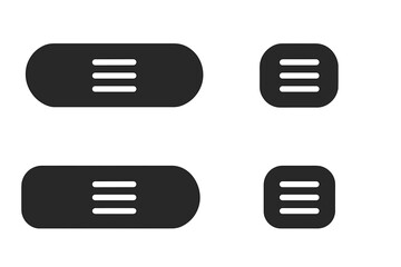 Hamburger menu icon set for web and mobile app UI design. Collection of four black modern navigation buttons for website interface. Simple line pictogram symbol for sidebar menu.