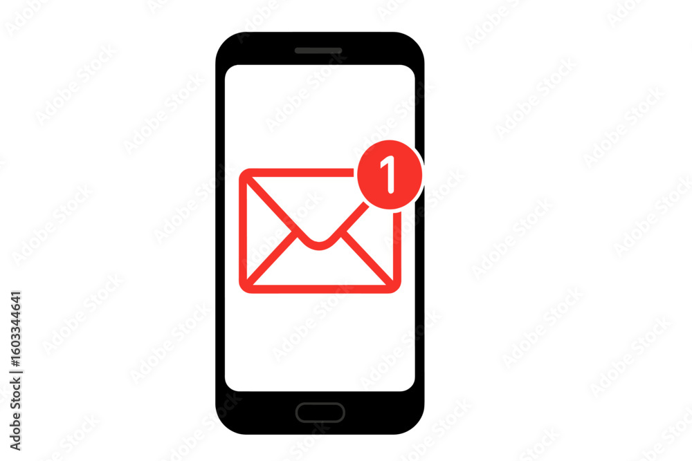 Aufkleber mobile phone email notification icon. smartphone new message alert concept. unread email on mobile d
