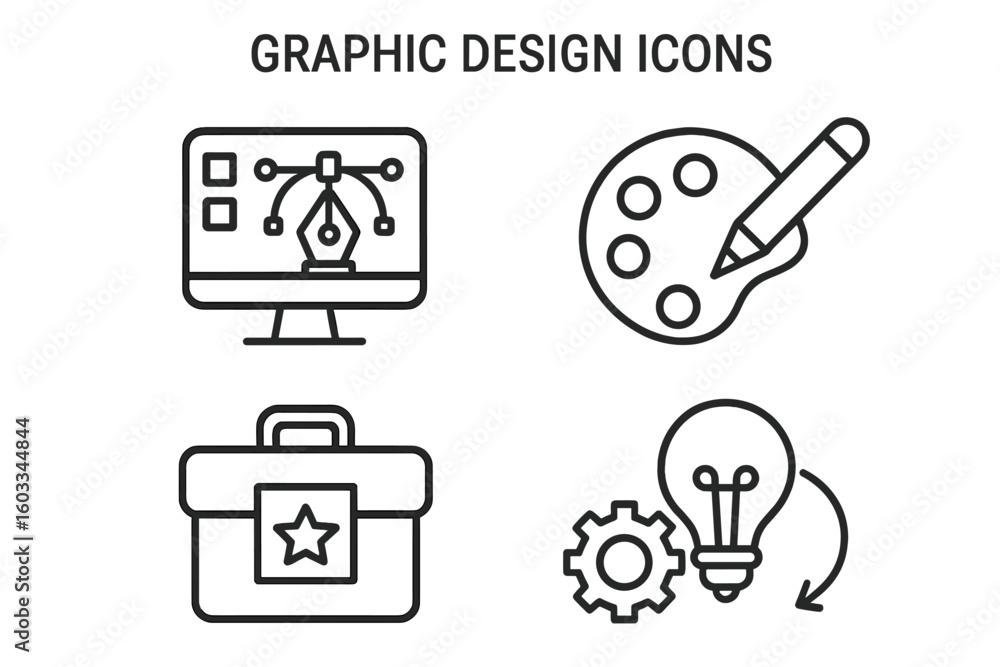 Fototapete graphic design icon set in thin line style. vector symbols for web and mobile app. digital art, crea