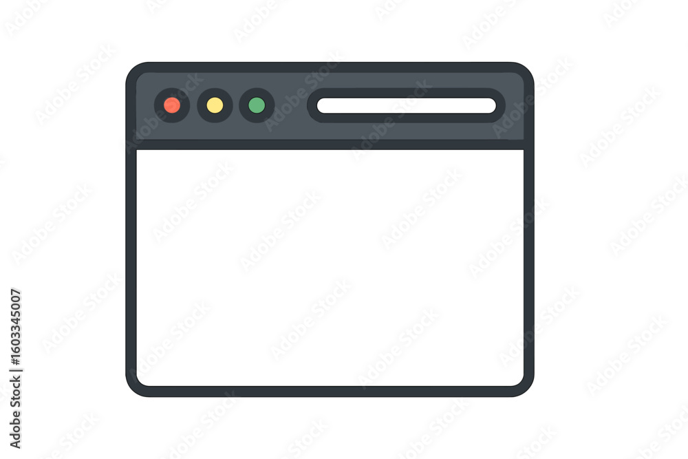 Poster simple flat browser window icon, internet browser vector illustration, minimal web page interface de