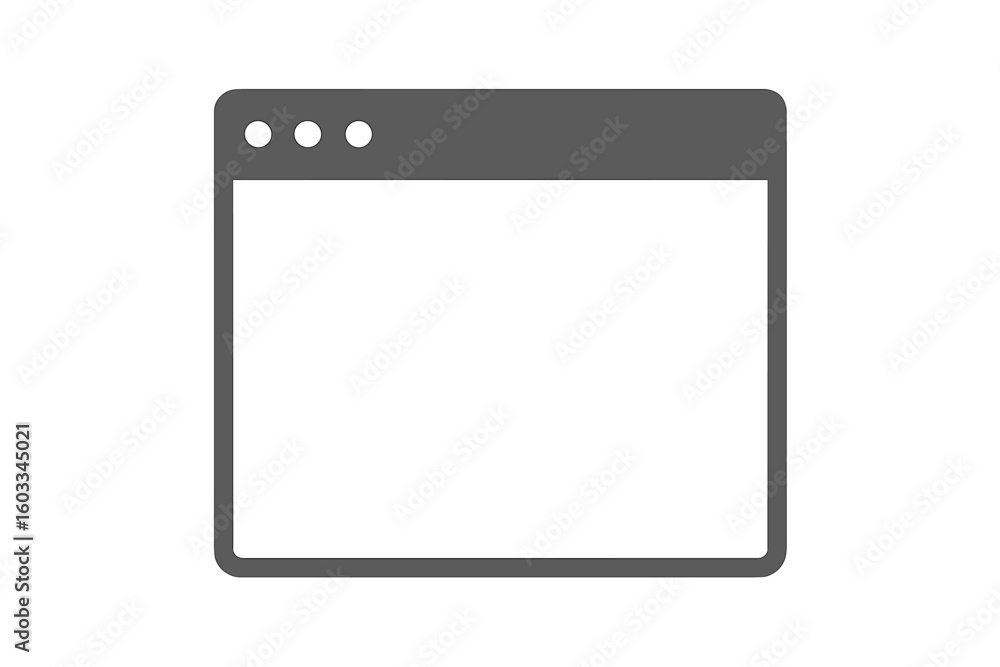 Fototapete Simple flat vector browser window icon, internet browser interface, modern UI element, minimalistic webpage design, digital web navigation, flat style graphic illustration