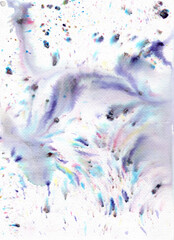 Abstract watercolor texture with blue and black ink splashes and crystal-like, perfect for backgrounds, creative design projects, or artistic digital compositions.