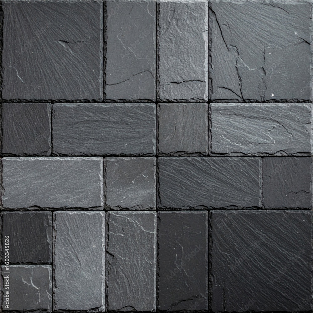 Poster close up of gray stone tile pattern with rough texture and grid arrangement