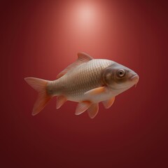 Obraz premium Realistic goldfish against deep red background with dramatic lighting