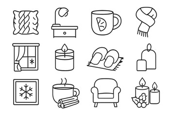 Prompt icon winter minimal set icons collection outline contour symbol vector stroke