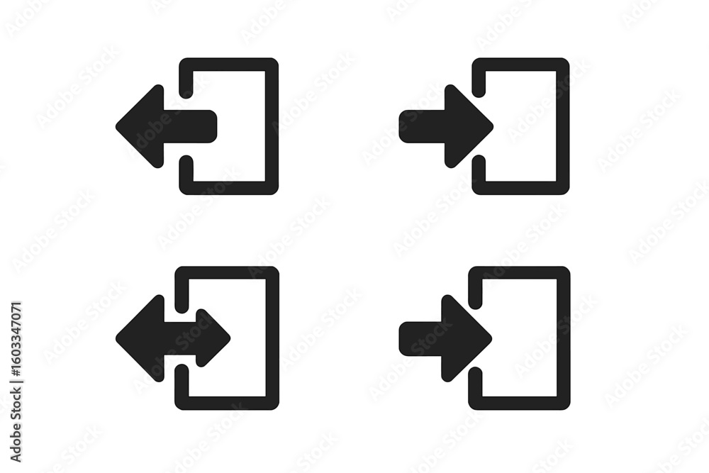 Poster login and logout icons set. sign in and sign out vector symbol collection. simple flat web interface