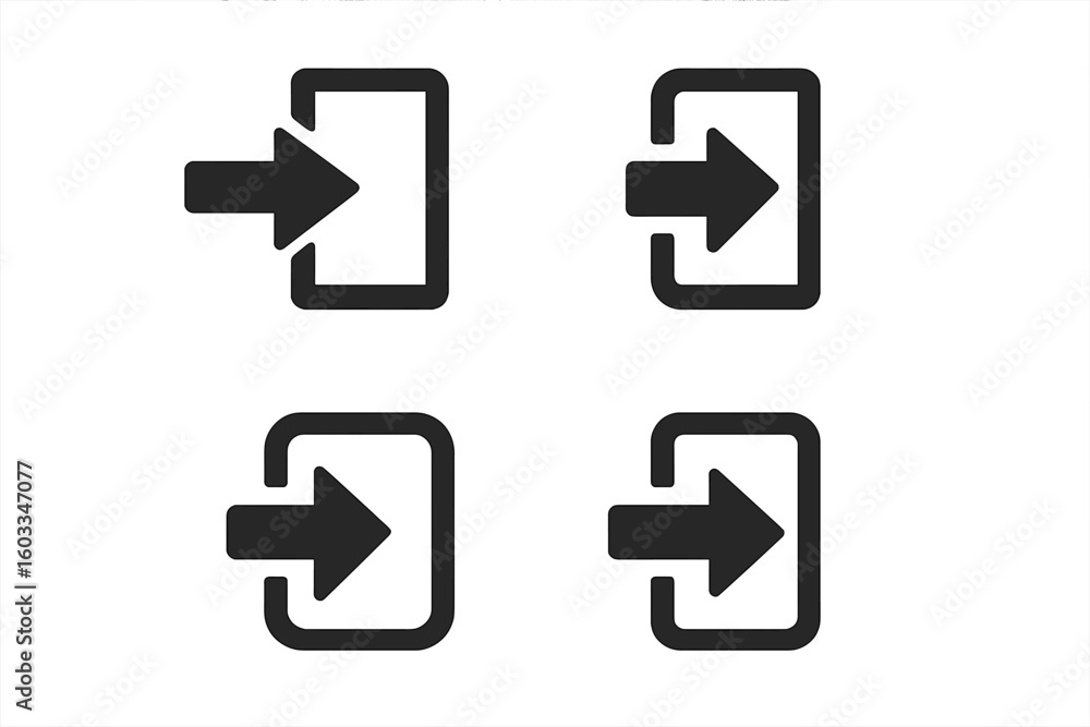 Poster login and sign in vector icon set. enter symbol collection for website ui and app interface. user ac