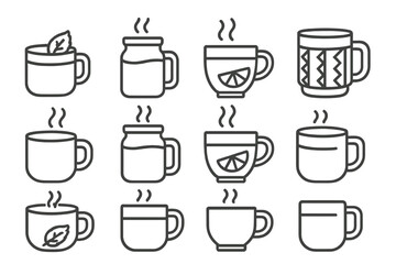 Prompt outline drinks minimal vector symbol icon winter comfort line contour collection