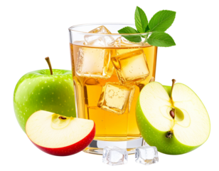 Fresh Apple Juice with Red & Green Apples - Isolated on White