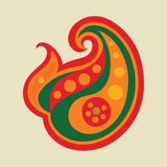 Vibrant Paisley Motif with Swirls and Bold Colors