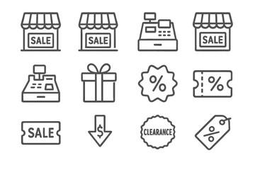 Icons stroke collection symbol icon vector seasonal line prompt contour sale set