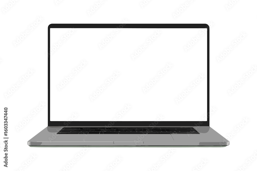 Poster modern laptop computer mockup with blank white screen. front view of a realistic notebook display. v