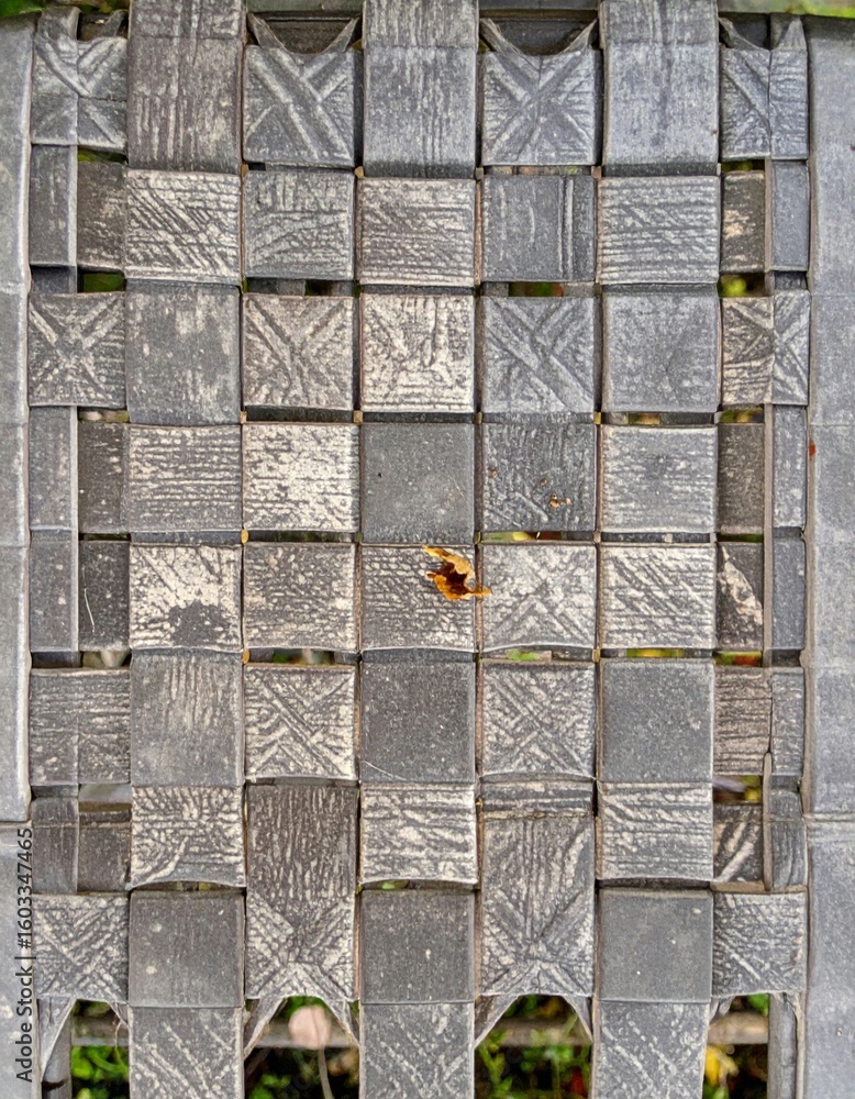 Poster woven gray texture detailed pattern of interlocking squares and geometric design