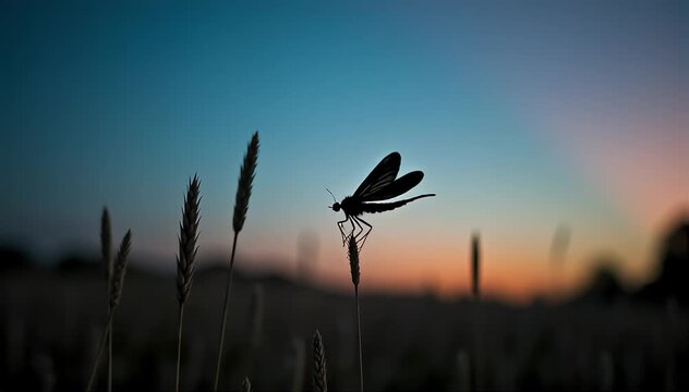 Stonefly flapping in twilight