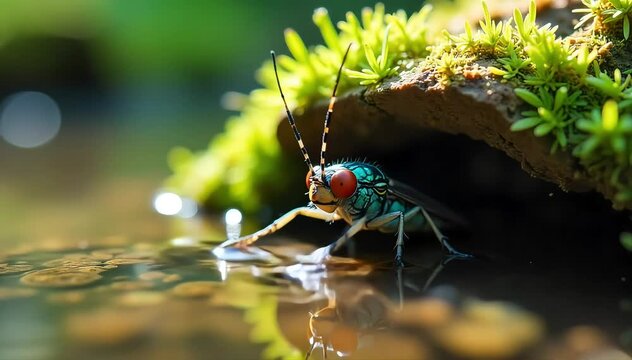 Stonefly nesting under waterline