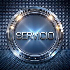 Spanish SERVICIO typography on modern digital background in square format futuristic and metallic style with space reserved for service branding advertising layout looks like a company logo concept