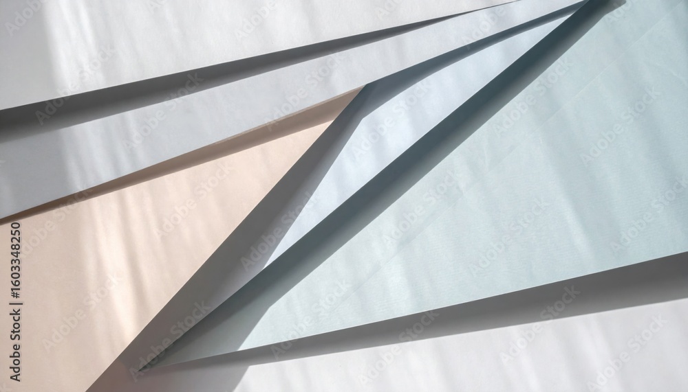 Poster abstract geometric paper layers with triangle shapes shadow play in white