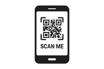 Scan QR code flat icon with smartphone, mobile payment and discount barcode template, quick response code for app scanning and contactless transactions concept