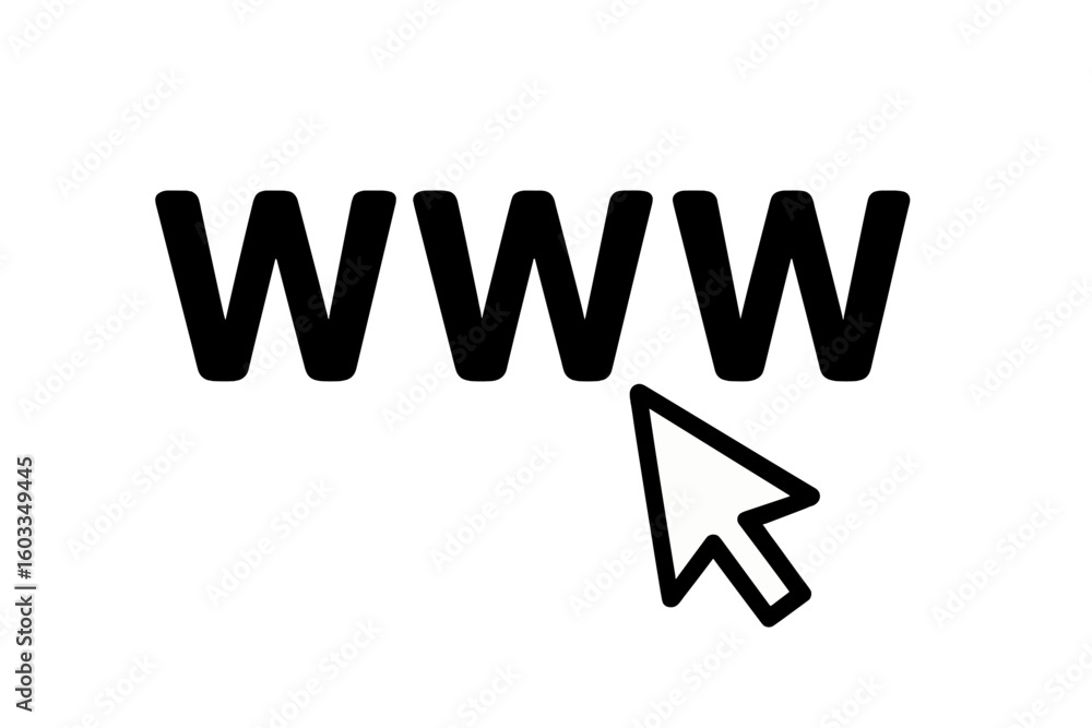 Poster www internet web icon with mouse cursor. website symbol. online technology, digital connection, worl