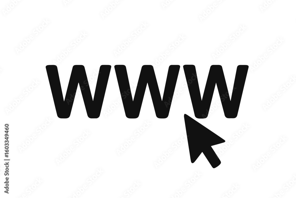 Aufkleber WWW Internet Web Icon with Cursor Arrow. Website Navigation Symbol. Online Browser Window Click Pointer. Digital Webpage Element. Global Network Access Concept. Isolated Vector Illustration.