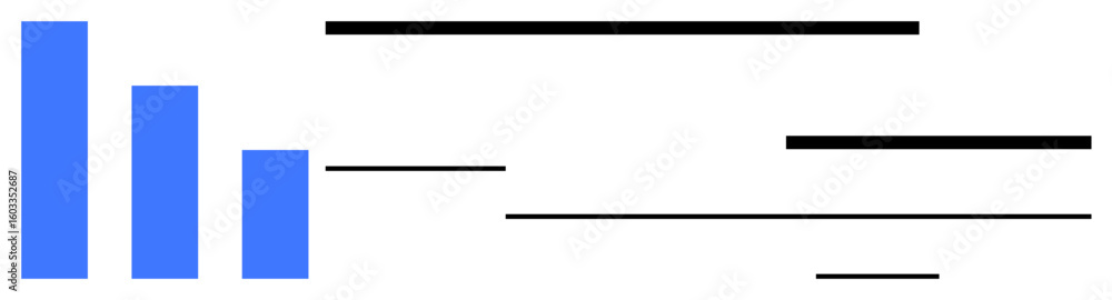 Poster blue bar chart with varied bar heights alongside black horizontal lines for a clean visual hierarchy