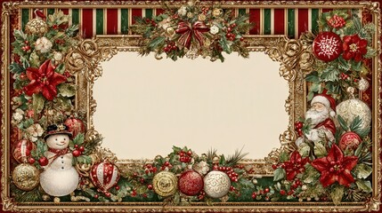 christmas frame border, blank in the middle, banner copy space