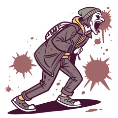 Fototapeta premium head of a man with a tattoo joker vector illustration eps svg 