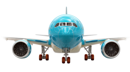 Front view of airplane taking off from airport - clear background. Isolated on transparent background, png.