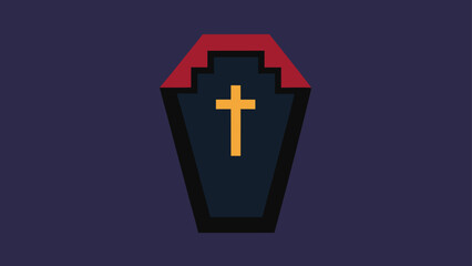 Obraz premium coffin and cross pattern dark gothic halloween vector background