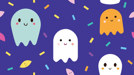Fototapeta premium cute candy ghosts with sprinkles vector halloween background