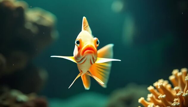 Swordtail fish drinking as it breathes