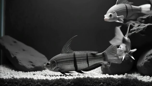 Swordtail fish flicking its sword like tail