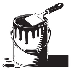 Vector illustration of a paint can and spatula for creative projects