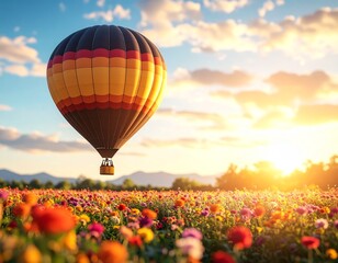 Fototapeta premium A Hot Air Balloon Summer Background. 4K