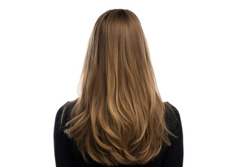 Naklejka premium Studio fashion photography woman's long hair on neutral background. Isolated on transparent background, png.