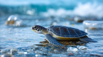 The impact of plastic pollution marine animals affected by plastic debris emphasizing the need for sustainable practices to protect oceans.