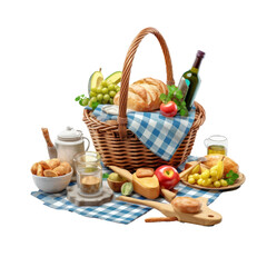 picnic basket with vegetables and fruits