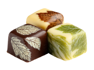 Artisan chocolate truffles gourmet shop food photography studio luxury. Isolated on transparent background, png.