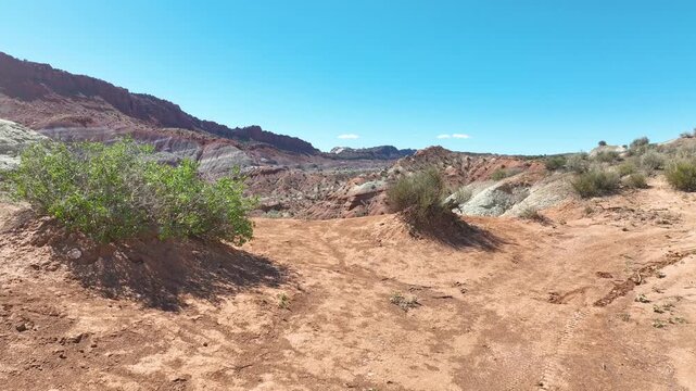 Aerial Red Rock Desert Canyon Landscape Fly Through Forward Motion