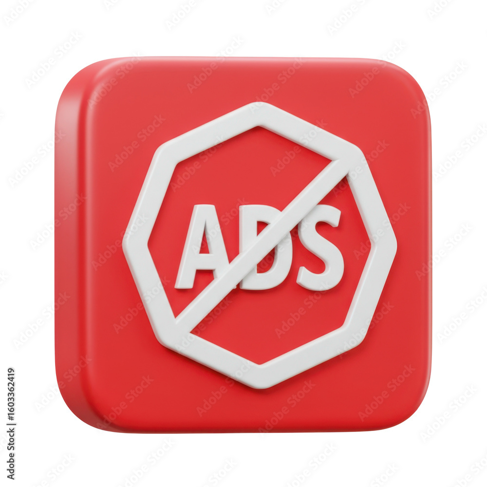 Poster 3d ad blocker icon isolated on transparent background