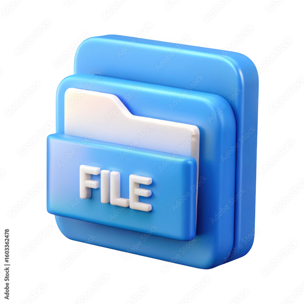 Aufkleber 3d file folder icon isolated on transparent background