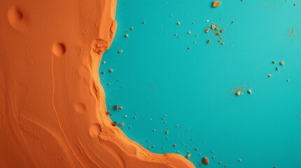 Abstract Orange Sand and Teal Surface Contrast