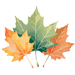 watercolor illustration of whimsical maple leaves in soft pastel color