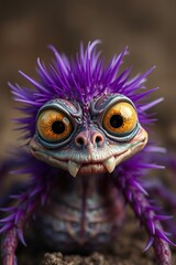 Cute Purple Spiky Monster with Big Eyes