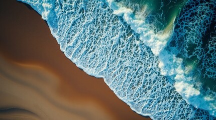 Aerial Beach View with Foamy Ocean Waves
