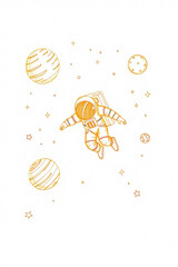 Minimalist Astronaut Floating in Space Illustration