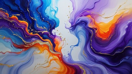 Abstract Fluid Art with Gold Accents