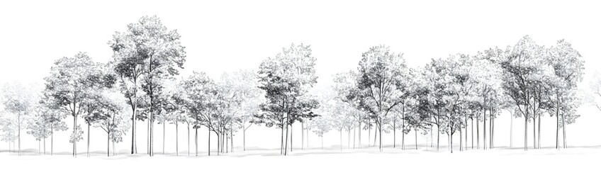Outline trees in a vector forest design, featuring light linework and minimalist style against a plain white background.

